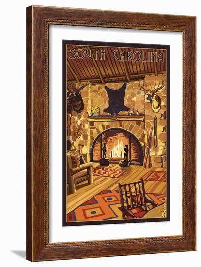 South Carolina - Lodge Interior-Lantern Press-Framed Art Print