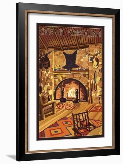 South Carolina - Lodge Interior-Lantern Press-Framed Art Print