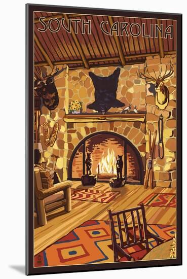 South Carolina - Lodge Interior-Lantern Press-Mounted Art Print