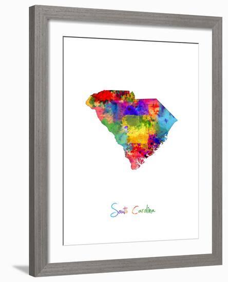 South Carolina Map-Michael Tompsett-Framed Art Print