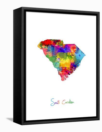 South Carolina Map-Michael Tompsett-Framed Stretched Canvas
