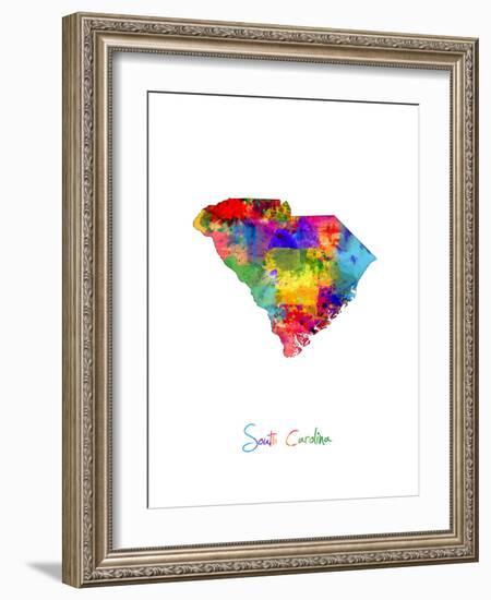 South Carolina Map-Michael Tompsett-Framed Art Print