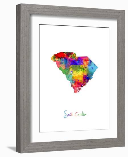 South Carolina Map-Michael Tompsett-Framed Art Print