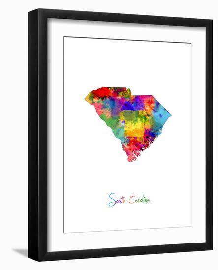 South Carolina Map-Michael Tompsett-Framed Art Print