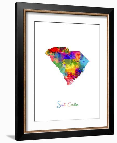 South Carolina Map-Michael Tompsett-Framed Art Print