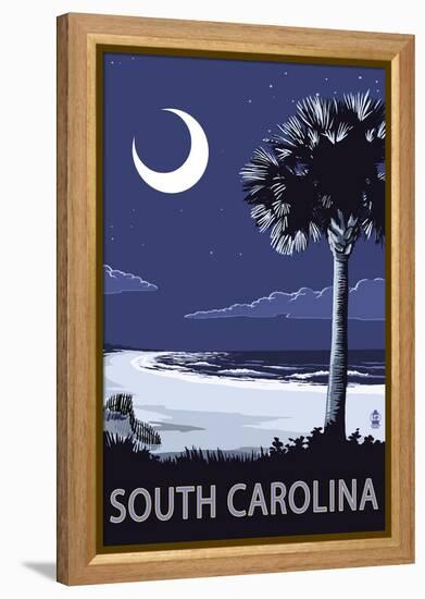 South Carolina - Palmetto Moon-Lantern Press-Framed Stretched Canvas