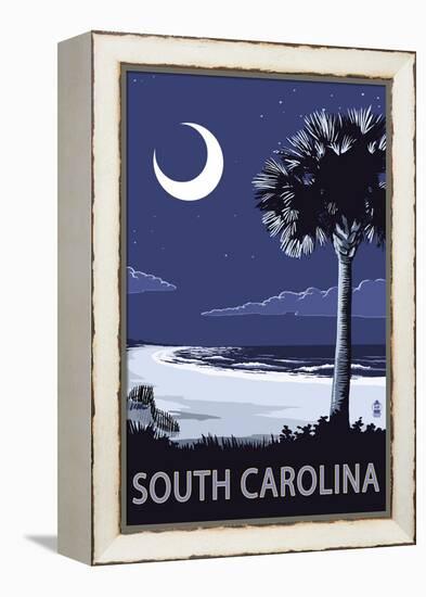 South Carolina - Palmetto Moon-Lantern Press-Framed Stretched Canvas