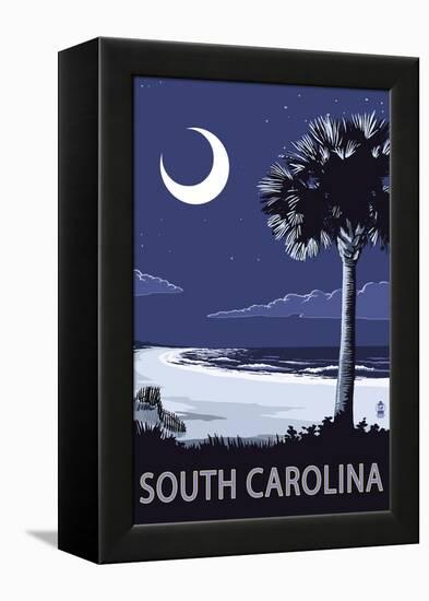 South Carolina - Palmetto Moon-Lantern Press-Framed Stretched Canvas