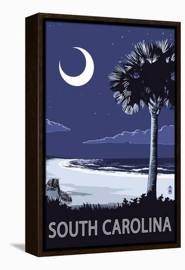 South Carolina - Palmetto Moon-Lantern Press-Framed Stretched Canvas