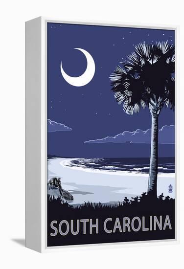 South Carolina - Palmetto Moon-Lantern Press-Framed Stretched Canvas