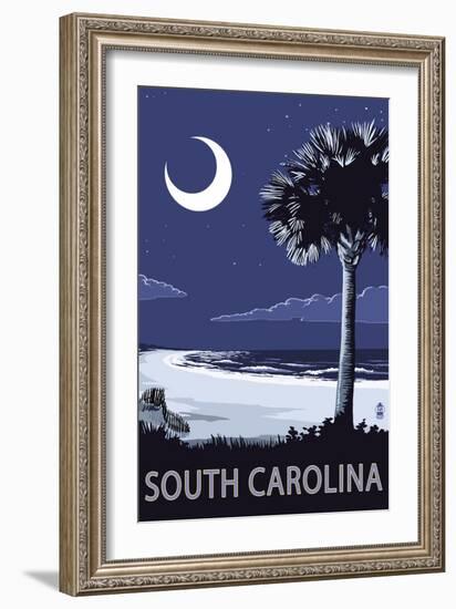 South Carolina - Palmetto Moon-Lantern Press-Framed Art Print