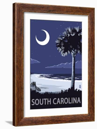 South Carolina - Palmetto Moon-Lantern Press-Framed Art Print