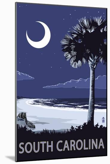South Carolina - Palmetto Moon-Lantern Press-Mounted Art Print