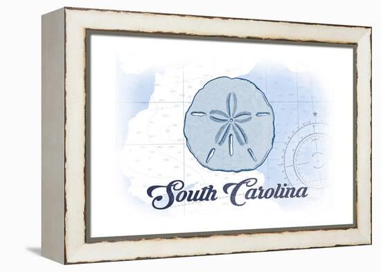 South Carolina - Sand Dollar - Blue - Coastal Icon-Lantern Press-Framed Stretched Canvas