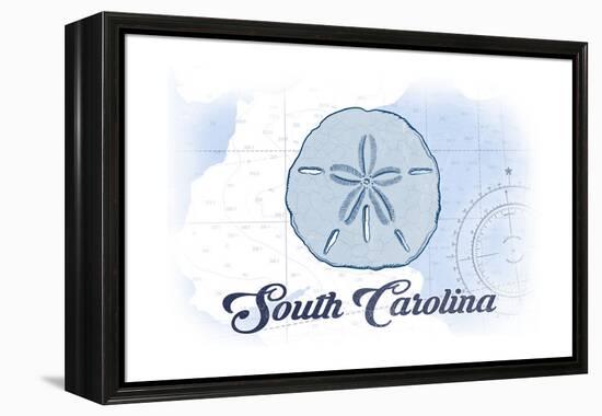 South Carolina - Sand Dollar - Blue - Coastal Icon-Lantern Press-Framed Stretched Canvas