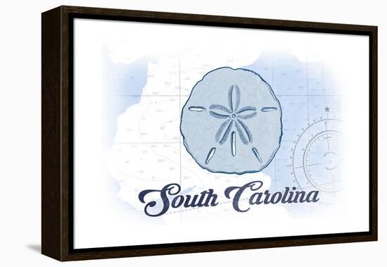 South Carolina - Sand Dollar - Blue - Coastal Icon-Lantern Press-Framed Stretched Canvas