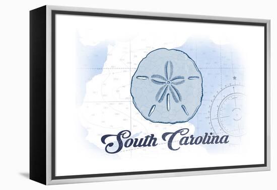 South Carolina - Sand Dollar - Blue - Coastal Icon-Lantern Press-Framed Stretched Canvas