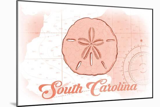South Carolina - Sand Dollar - Coral - Coastal Icon-Lantern Press-Mounted Art Print