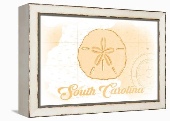 South Carolina - Sand Dollar - Yellow - Coastal Icon-Lantern Press-Framed Stretched Canvas