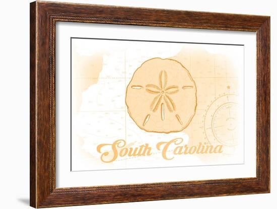 South Carolina - Sand Dollar - Yellow - Coastal Icon-Lantern Press-Framed Art Print