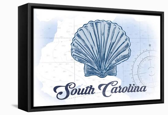 South Carolina - Scallop Shell - Blue- Coastal Icon-Lantern Press-Framed Stretched Canvas