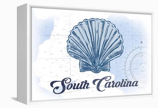 South Carolina - Scallop Shell - Blue- Coastal Icon-Lantern Press-Framed Stretched Canvas