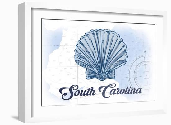 South Carolina - Scallop Shell - Blue- Coastal Icon-Lantern Press-Framed Premium Giclee Print