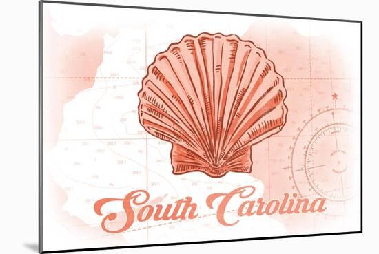South Carolina - Scallop Shell - Coral - Coastal Icon-Lantern Press-Mounted Art Print