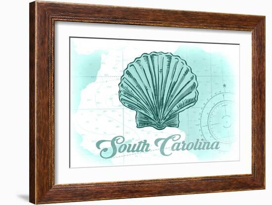 South Carolina - Scallop Shell - Teal - Coastal Icon-Lantern Press-Framed Art Print