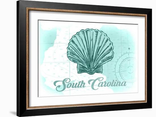 South Carolina - Scallop Shell - Teal - Coastal Icon-Lantern Press-Framed Art Print