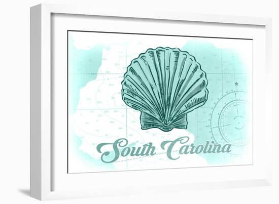 South Carolina - Scallop Shell - Teal - Coastal Icon-Lantern Press-Framed Art Print