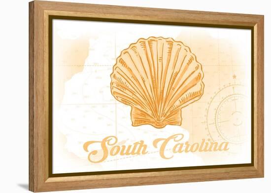 South Carolina - Scallop Shell - Yellow - Coastal Icon-Lantern Press-Framed Stretched Canvas