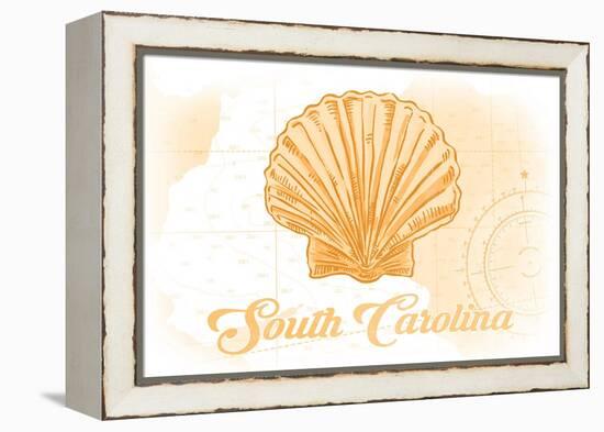 South Carolina - Scallop Shell - Yellow - Coastal Icon-Lantern Press-Framed Stretched Canvas