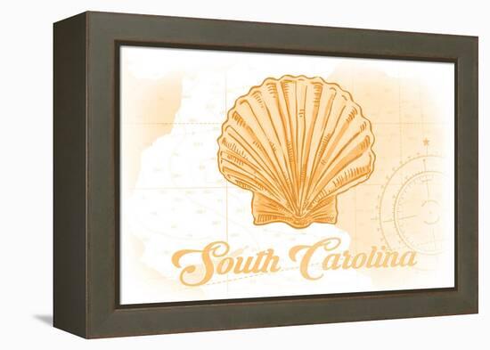 South Carolina - Scallop Shell - Yellow - Coastal Icon-Lantern Press-Framed Stretched Canvas