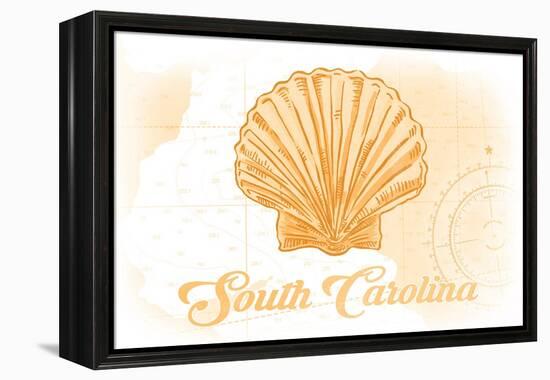 South Carolina - Scallop Shell - Yellow - Coastal Icon-Lantern Press-Framed Stretched Canvas