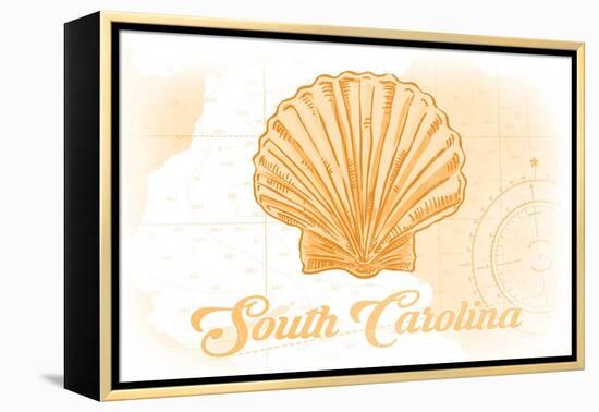 South Carolina - Scallop Shell - Yellow - Coastal Icon-Lantern Press-Framed Stretched Canvas