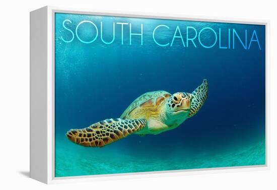 South Carolina - Sea Turtle-Lantern Press-Framed Stretched Canvas