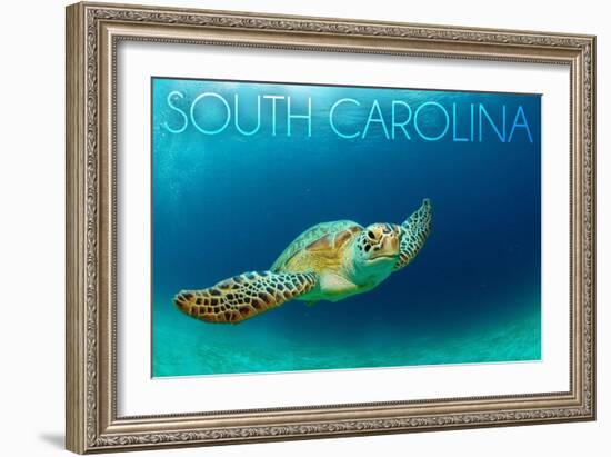 South Carolina - Sea Turtle-Lantern Press-Framed Art Print