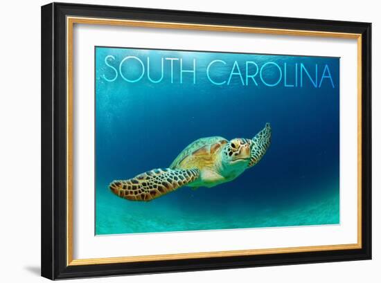 South Carolina - Sea Turtle-Lantern Press-Framed Art Print