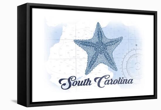 South Carolina - Starfish - Blue - Coastal Icon-Lantern Press-Framed Stretched Canvas