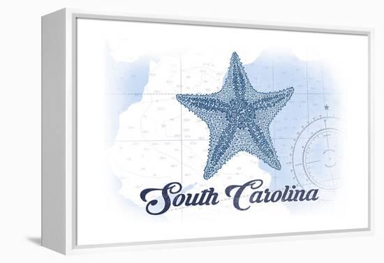 South Carolina - Starfish - Blue - Coastal Icon-Lantern Press-Framed Stretched Canvas