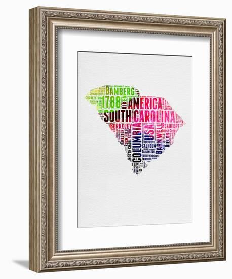 South Carolina Watercolor Word Cloud-NaxArt-Framed Art Print