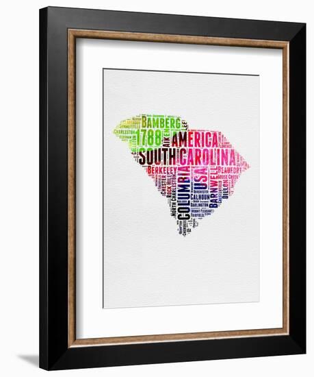 South Carolina Watercolor Word Cloud-NaxArt-Framed Art Print