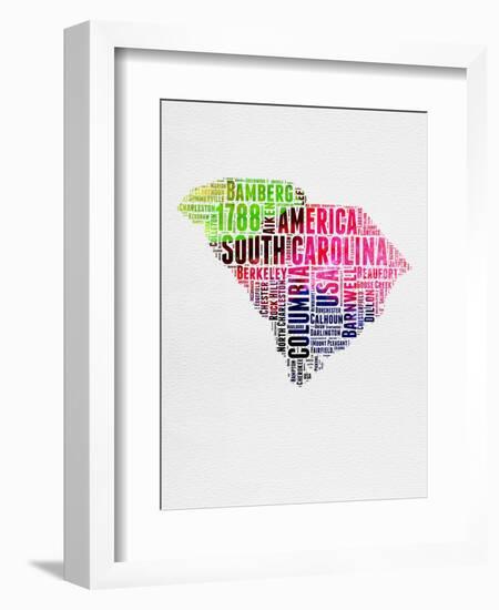 South Carolina Watercolor Word Cloud-NaxArt-Framed Art Print