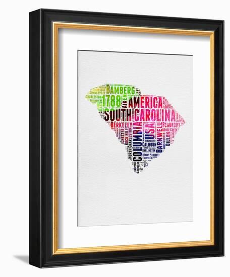 South Carolina Watercolor Word Cloud-NaxArt-Framed Art Print