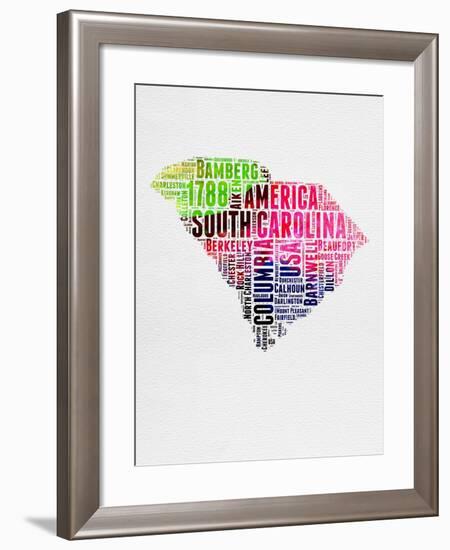 South Carolina Watercolor Word Cloud-NaxArt-Framed Art Print