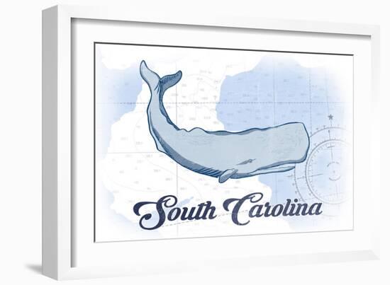 South Carolina - Whale - Blue - Coastal Icon-Lantern Press-Framed Art Print