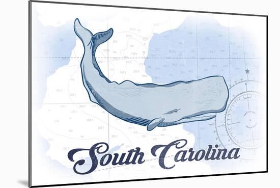 South Carolina - Whale - Blue - Coastal Icon-Lantern Press-Mounted Art Print