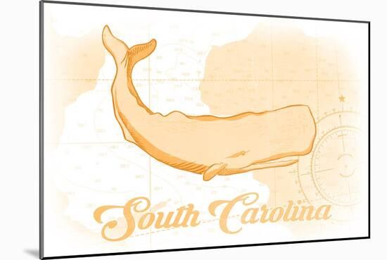 South Carolina - Whale - Yellow - Coastal Icon-Lantern Press-Mounted Art Print