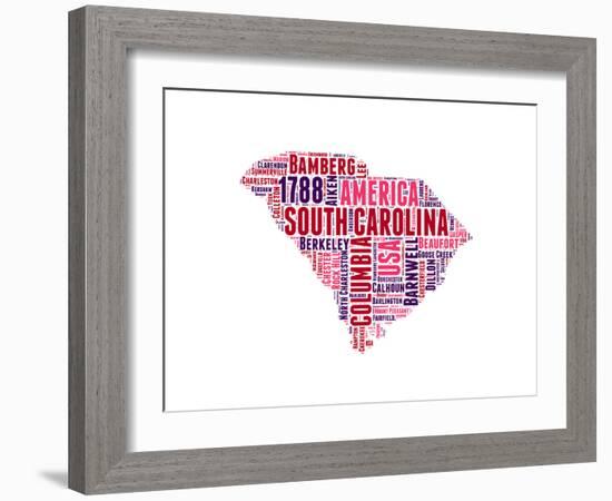 South Carolina Word Cloud Map-NaxArt-Framed Art Print
